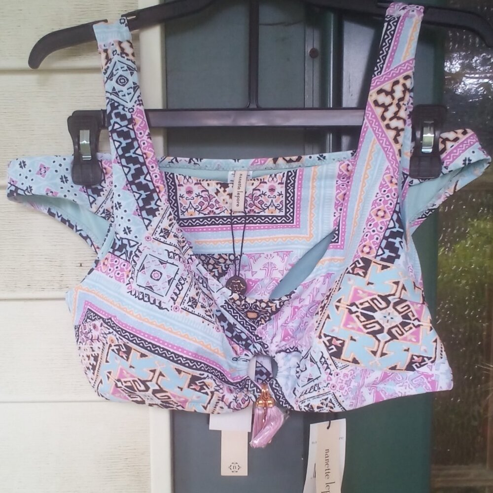 💦Nannette Lapore 2PC Swimsuit Bikini Blue/Pink Size: 10 NWT